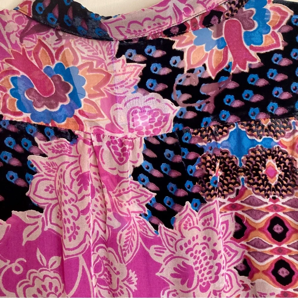 NEW Johnny Was Yrene Burnout Blouse Alvarado w/ Tank Top Velvet Silk Black Sz S - Picture 10 of 16